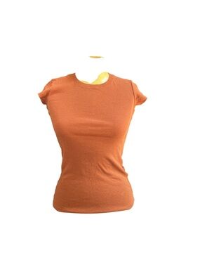Women's Short Sleeve Slim Crewneck Tee in Rust Orange